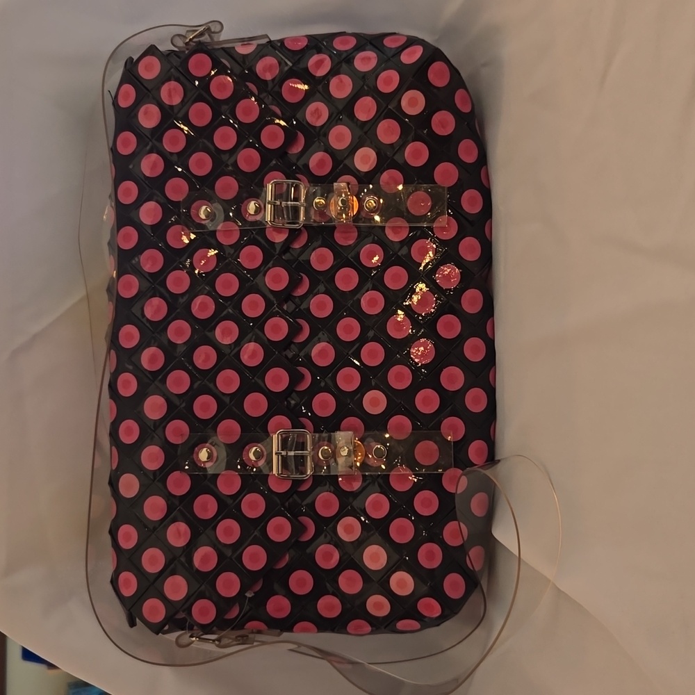 Rebagz Half The Sky Designs pink polka dot messenger/computer bag - Picture 15 of 16
